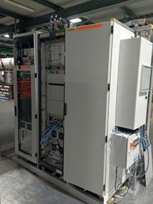 Figure 2 Left side: R2E-HL-LHC±200A±10V power converter beside the Energy Extraction System (EES) rack.